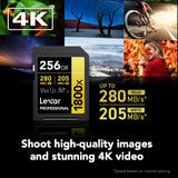 Lexar 256GB Professional 1800x UHS-II SDXC Memory Card (GOLD Series)