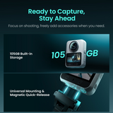Xtra Sphra360 Action Camera Bundle with 128GB Flash Memory Card, Travel Case, and Accessories