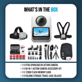 Xtra Sphra360 Action Camera Bundle with 128GB Flash Memory Card, Travel Case, and Accessories