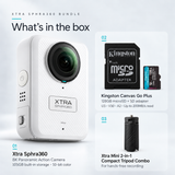 Xtra Sphra360 Action Camera Bundle with Mini 2in1 Tripod and 128GB MicroSD Card