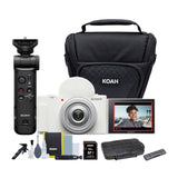 Sony ZV-1F Vlog Camera for Content Creators and Vloggers (White) and Vlogger Accessory Kit Bundle