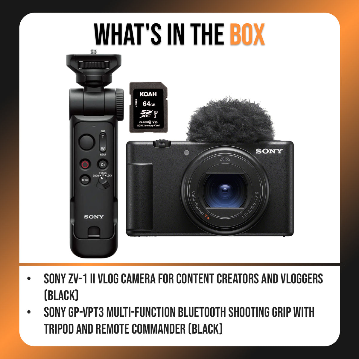 Sony ZV-1 II Vlog Camera for Content Creators and Vloggers (Black) with Wireless Shooting Grip
