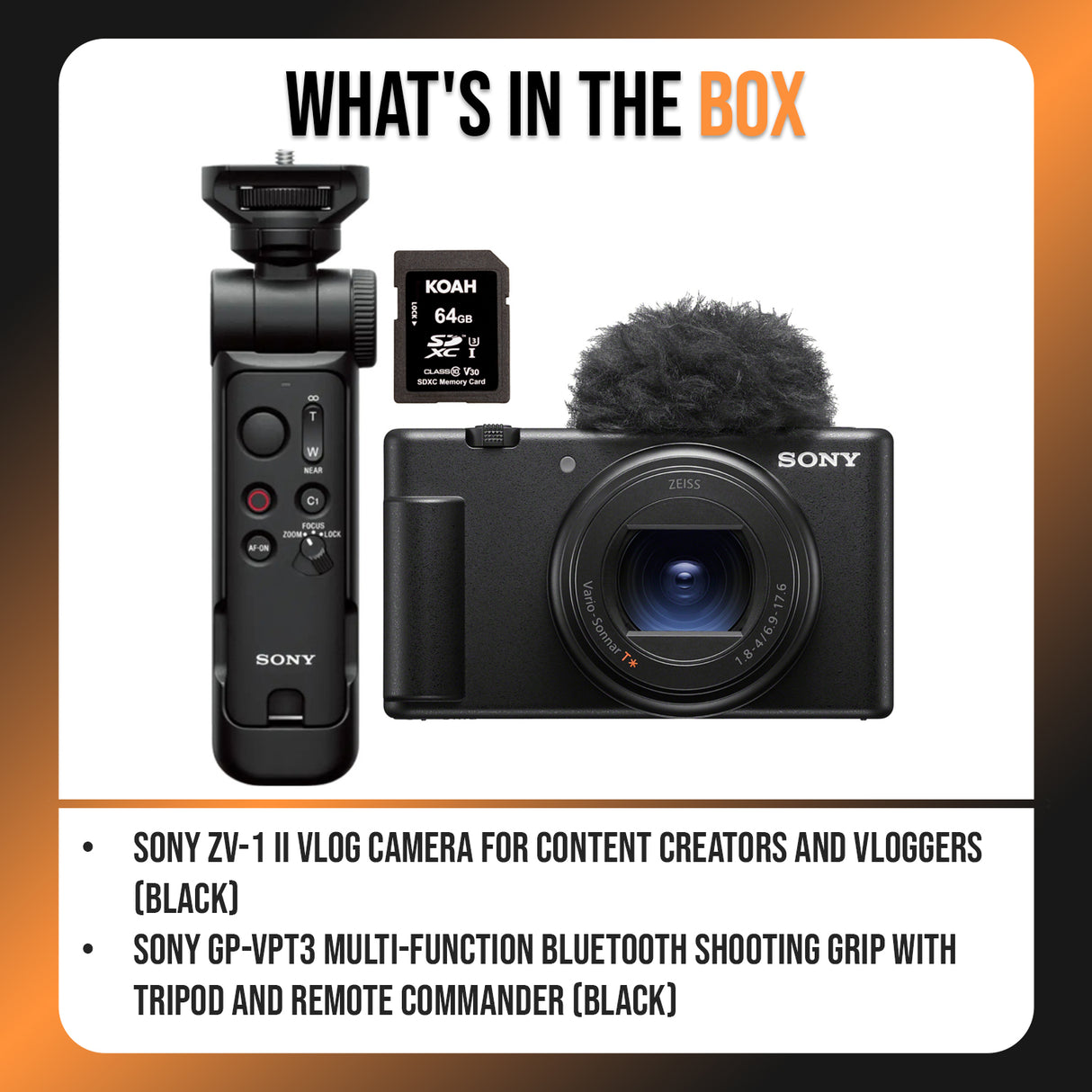Sony ZV-1 II Vlog Camera for Content Creators and Vloggers (Black) with Wireless Shooting Grip