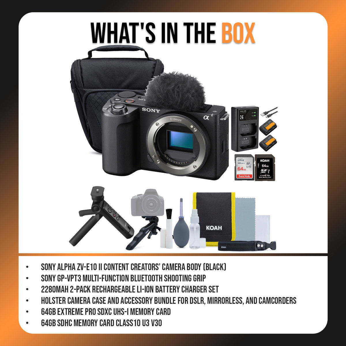 Sony Alpha ZV-E10 II APS-C Vlog Camera Body Content Creator's Bundle