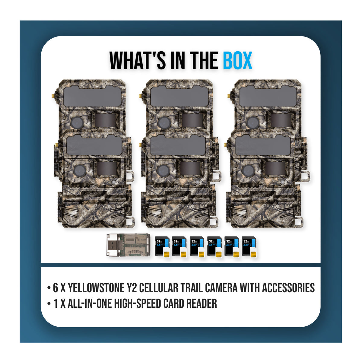 Yellowstone Y2 Cellular Trail Camera Bundle with High-Speed Card Reader, and Accessories (6-Pack) - 9