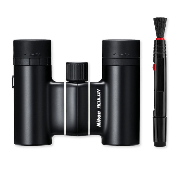 Nikon Aculon T02 10x21 Black Multi-coated Compact Binoculars Bundle with Lens Cleaning Pen - 1