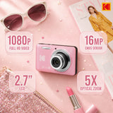 Kodak PixPro Friendly Zoom FZ55 16MP 1080p Full HD Digital Camera (Pastel Pink)