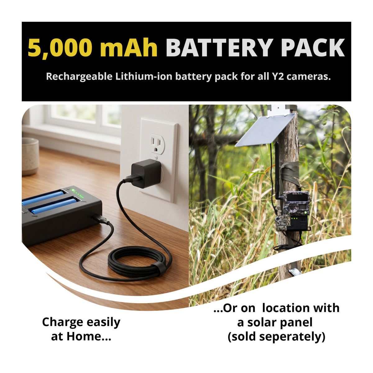 Yellowstone Y2 Black Wide Lens Camera Bundle with Battery, Solar Panel, Card Reader, and Accessories - 6