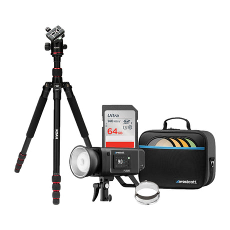 Westcott FJ800 Touchscreen Strobe Bundle with Tripod and 64GB Memory Card - 1