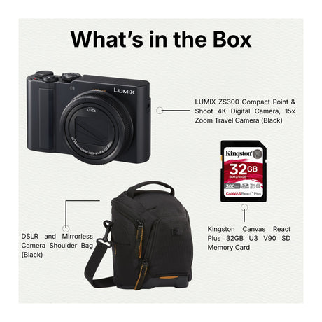 LUMIX ZS300 Compact Point and Shoot 4K Digital Camera (Black) with Accessories - 9