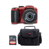 Kodak PIXPRO AZ255 Astro Zoom 16MP Digital Camera (Red) with 32 SD Card and Camera Case