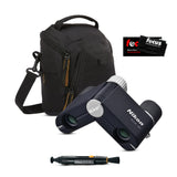 Nikon 4x10D CF Pocket Binoculars (Dark Navy) with Black Camera Shoulder Bag and Accessories Bundle