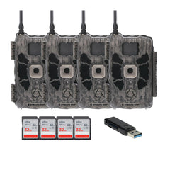 Stealth Cam Deceptor Dual Network Trail Camera (4 Pack) Bundle with 32GB Memory Card & Card Reader - 1