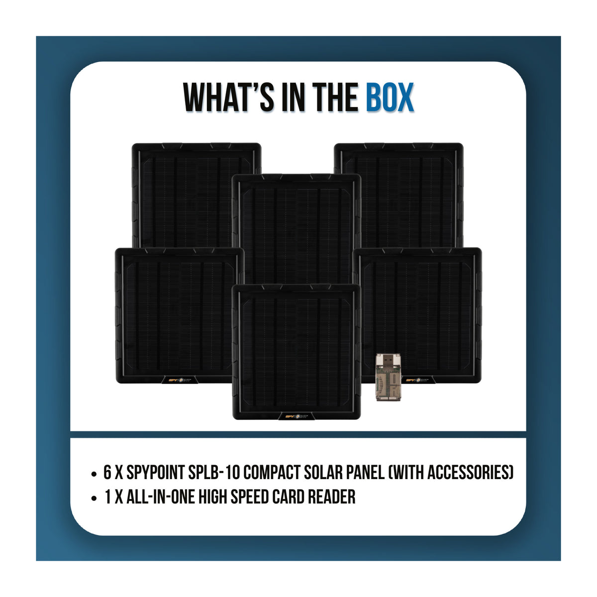 Spypoint SPLB-10 Compact Battery Solar Panel Bundle with Card Reader (6-Pack) - 6