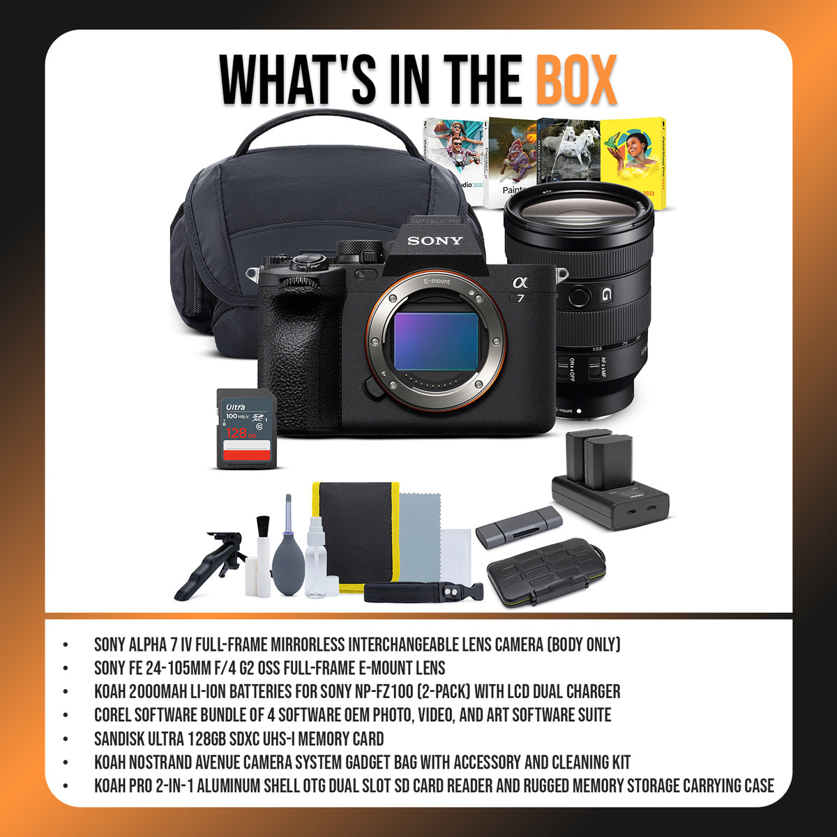 Sony Alpha 7 IV Mirrorless Camera with 24-105mm f/4 G2 OSS Lens and Accessories Bundle
