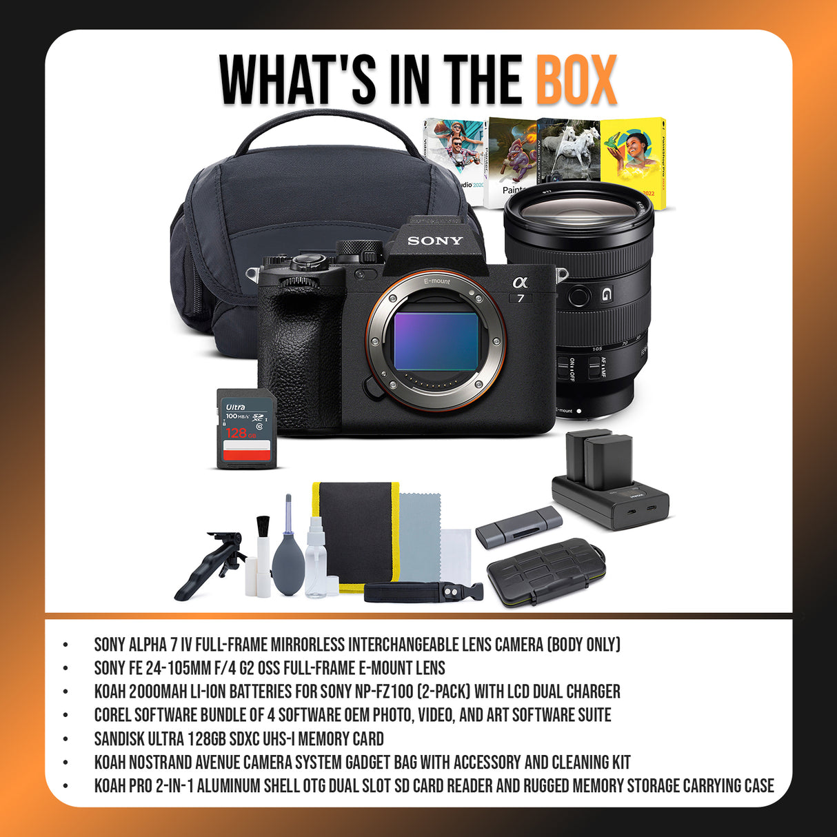 Sony Alpha 7 IV Mirrorless Camera with 24-105mm f/4 G2 OSS Lens and Accessories Bundle