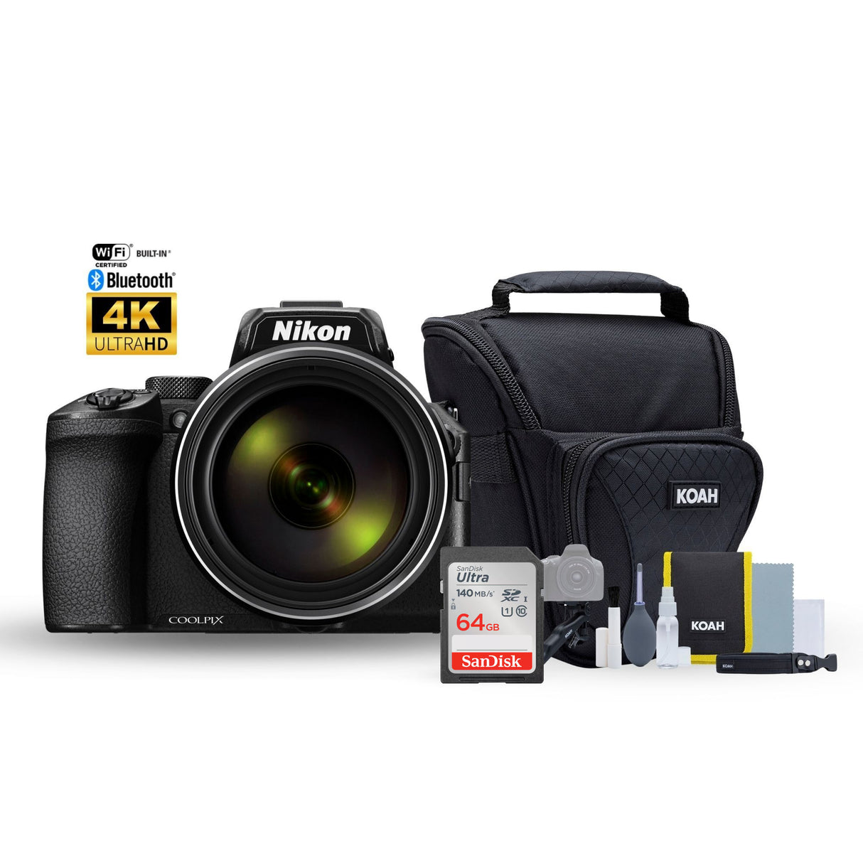 Nikon COOLPIX P950 Digital Camera (Black) Camera Case and Accessory, 64GB Memory Card Bundle