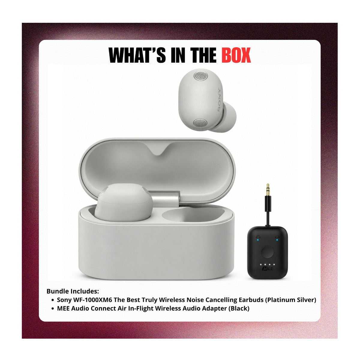 Sony WF-1000XM6 Wireless Noise Cancelling Earbuds (Platinum Silver) with In-Flight Audio Adapter - 9