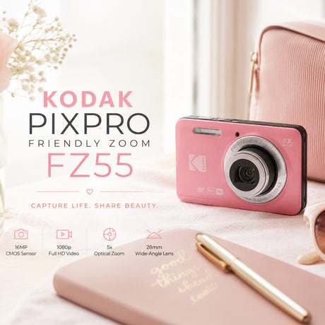 Kodak PixPro Friendly Zoom FZ55 16MP 1080p Full HD Digital Camera (Pastel Pink)