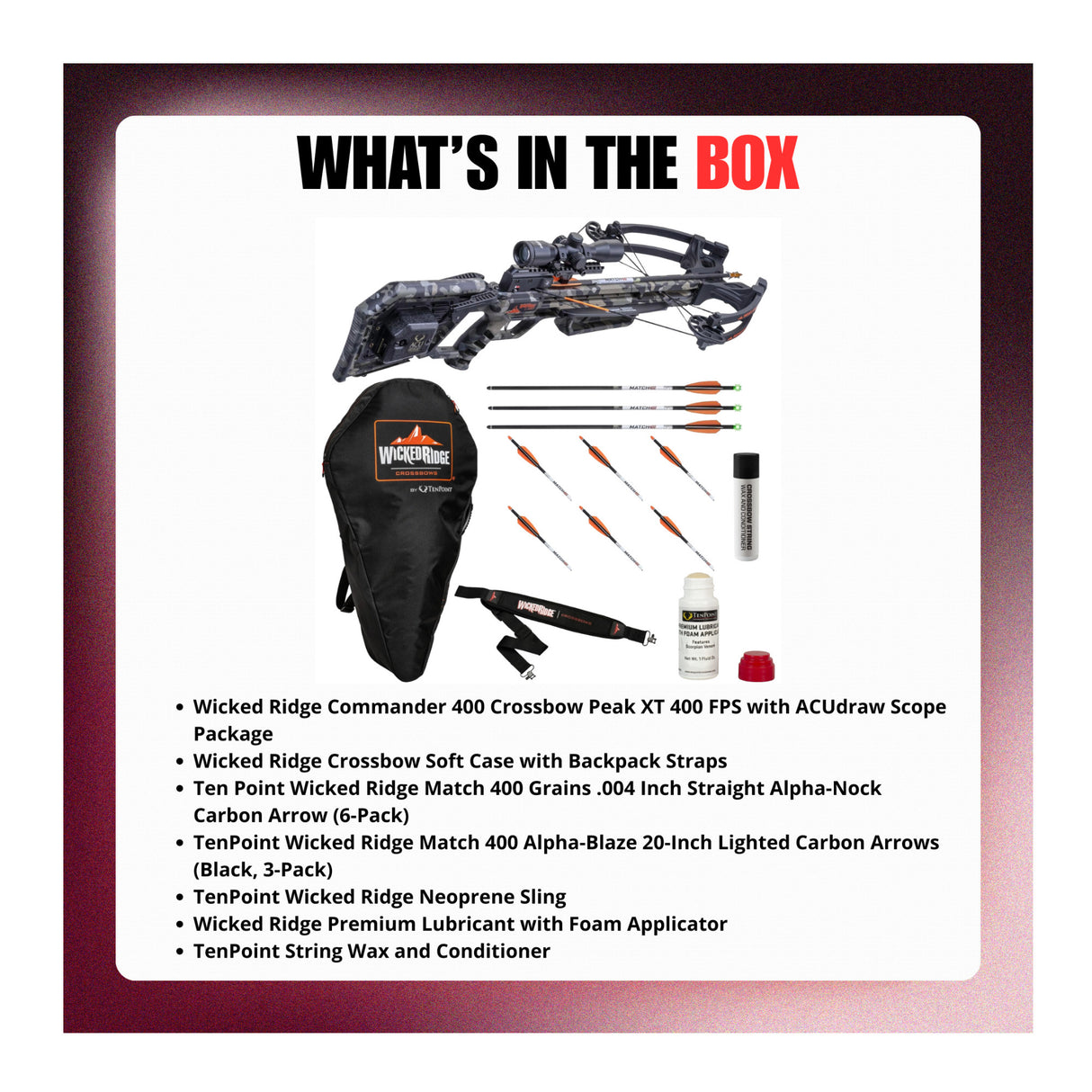 Wicked Ridge Commander 400 Crossbow Peak XT 400 FPS Bundle - 9