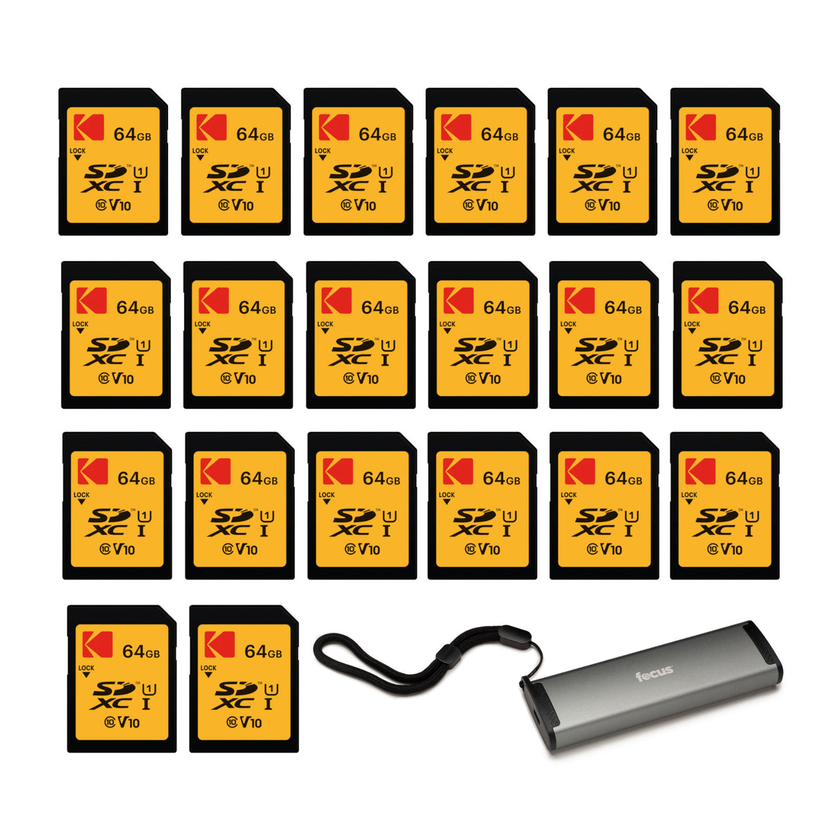 Kodak 64GB Class 10 UHS-I U1 SDXC Memory Card with Card Reader and Storage Case - 1