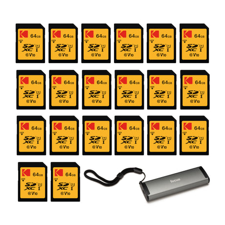Kodak 64GB Class 10 UHS-I U1 SDXC Memory Card with Card Reader and Storage Case - 1