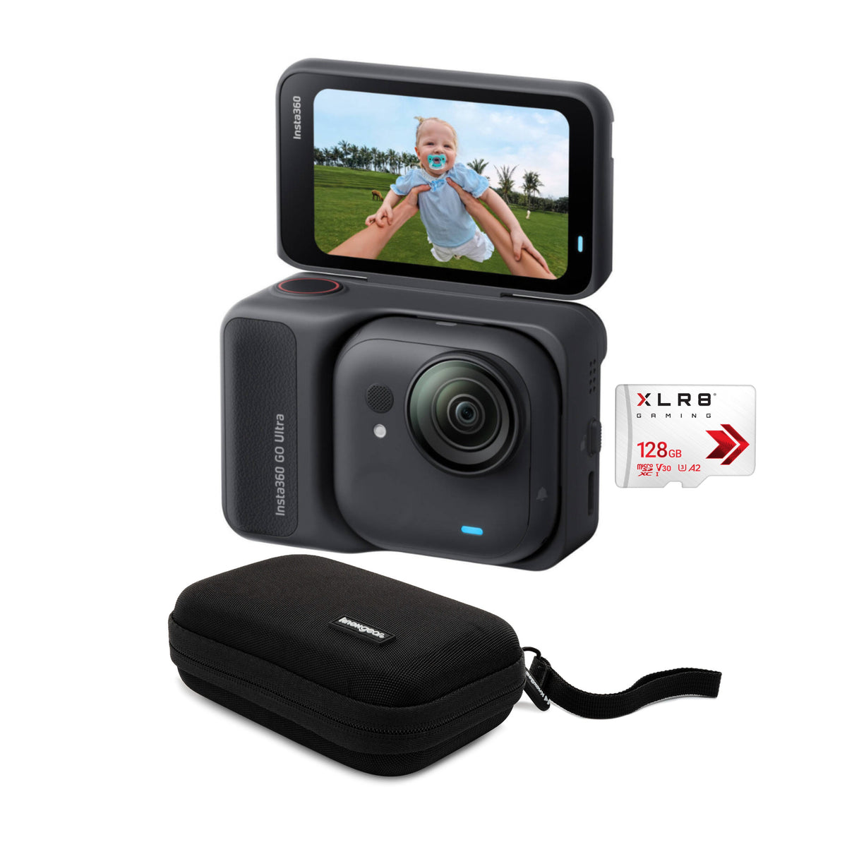 Insta360 GO Ultra Creator Bundle (Black) with 128GB Memory Card and Soft Case Bundle