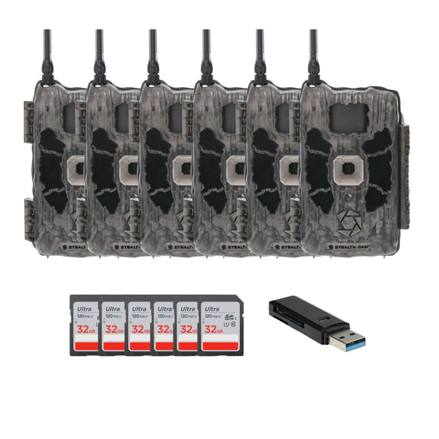 Stealth Cam Deceptor Dual Network Trail Camera (6 Pack) Bundle with 32GB Memory Card & Card Reader - 1