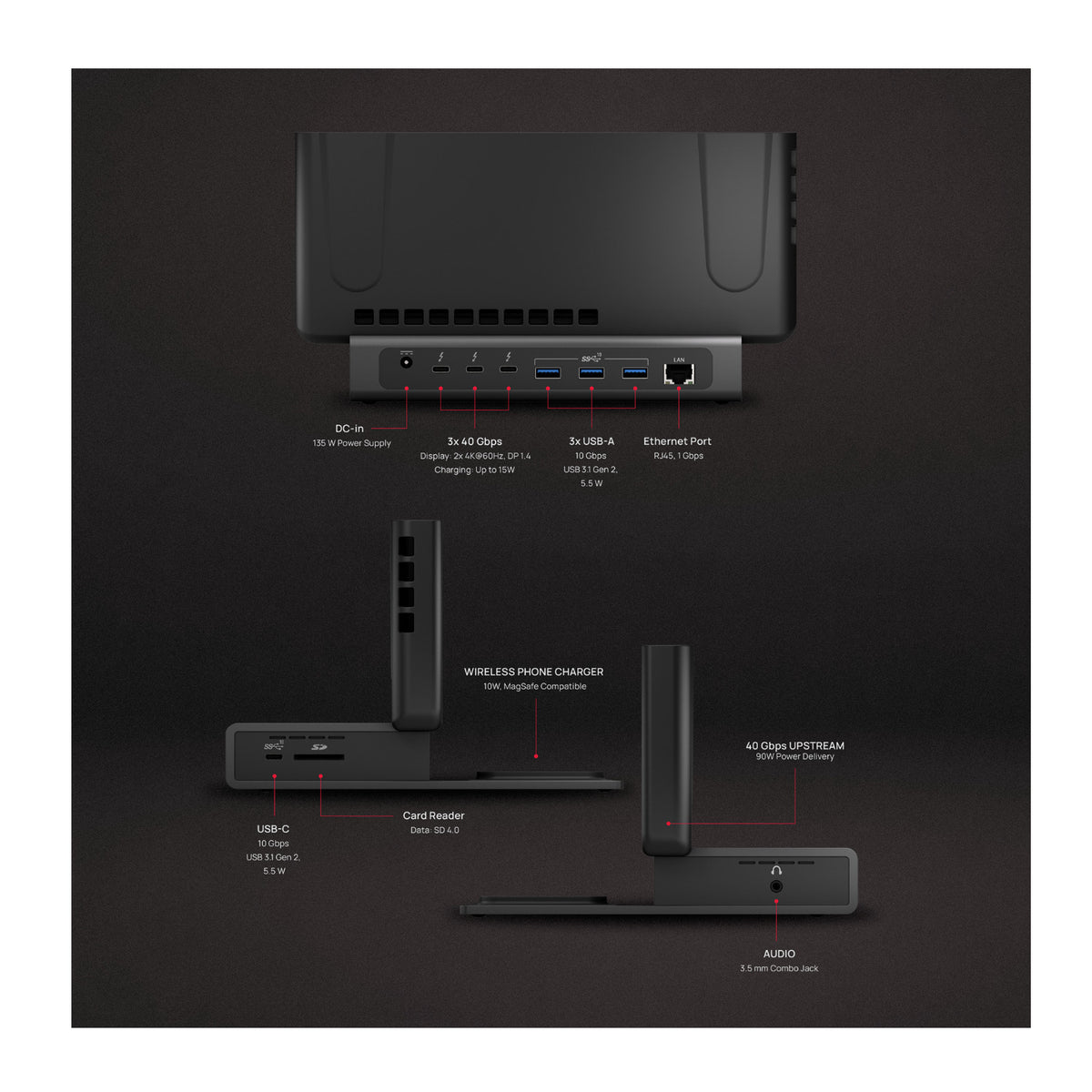 Brydge ProDock Duo TB4 Docking Station Bundle with Adapter Sleeve for 16-Inch MacBook Pro - 7