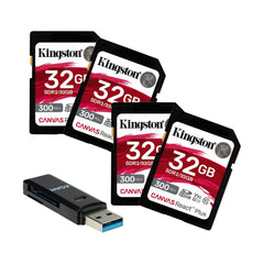 Kingston Canvas React Plus 32GB U3 V90 SD Memory Card with Card Reader Bundle - 1