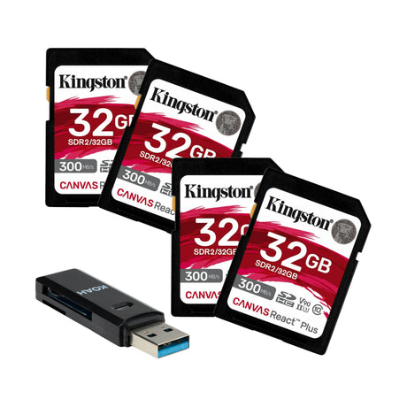 Kingston Canvas React Plus 32GB U3 V90 SD Memory Card with Card Reader Bundle - 1