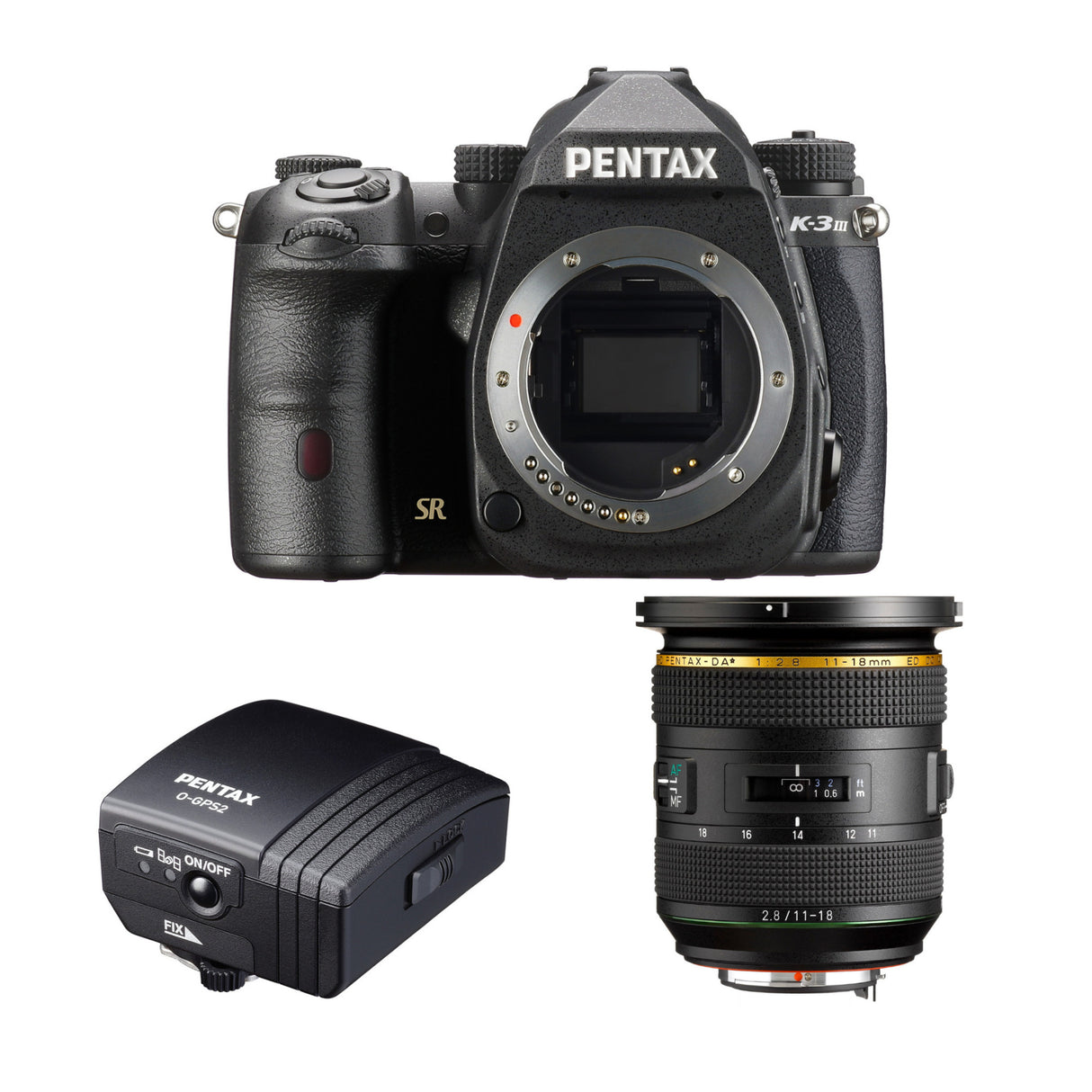 Pentax K-3 Mark III Camera Body (Black) with 11-18mm f/2.8 ED DC AW Lens & O-GPS2 GPS Unit