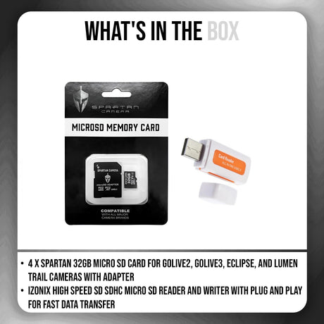 Spartan Camera 32GB Micro Memory Card with Adapter and Card Reader Bundle