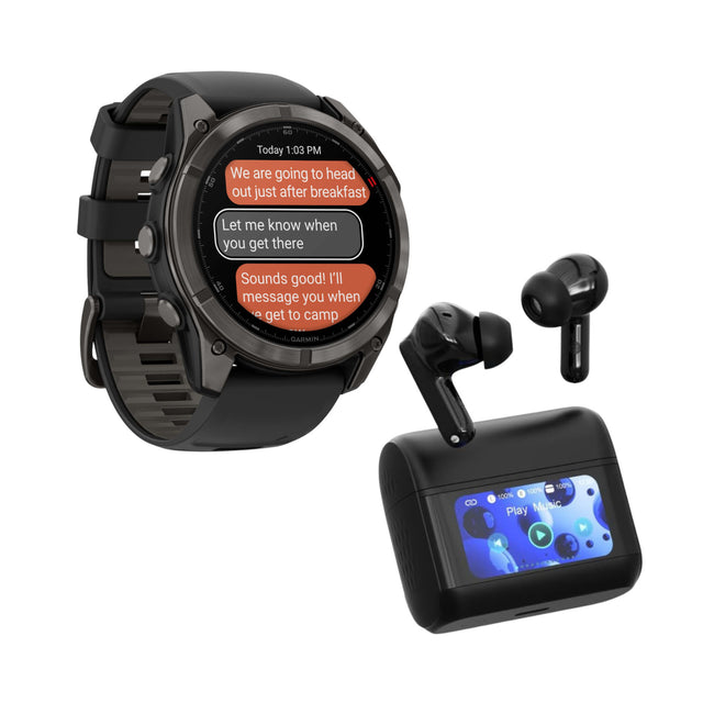 Garmin fenix 8 Pro Sapphire 51mm Smartwatch (Carbon Gray) with Earbuds Bundle - 1