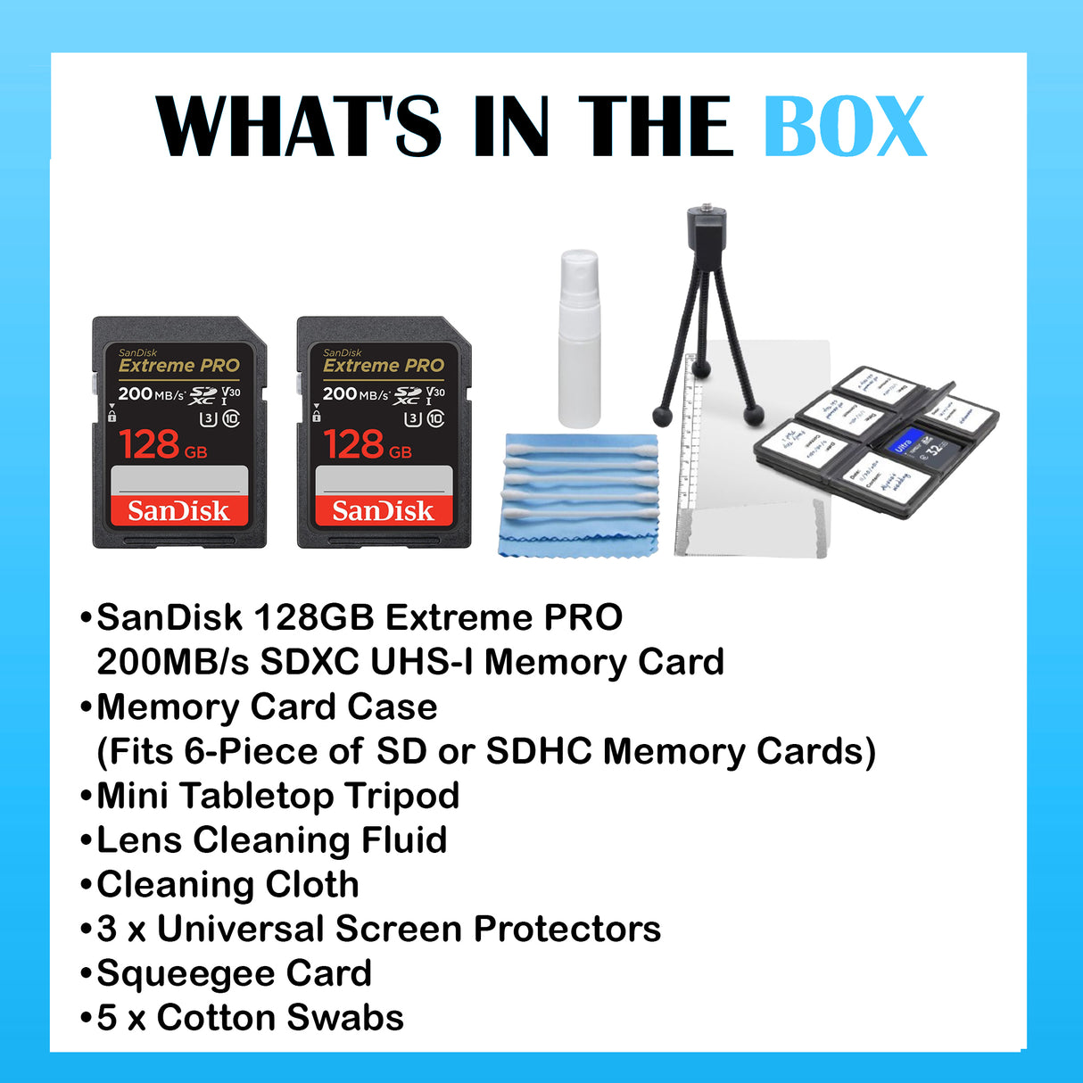 SanDisk 128GB Extreme PRO 200MB/s SDXC UHS-I Memory Card (2-pack) with iZONIX Memory Case Bundle