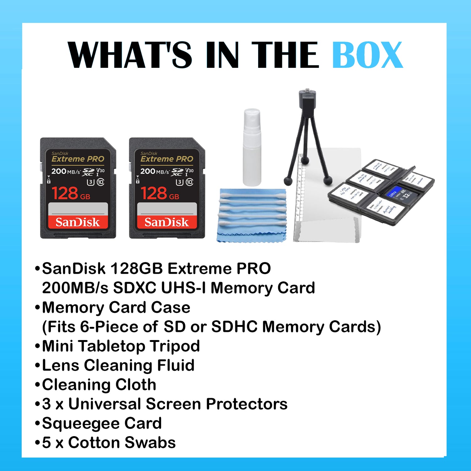 SanDisk 128GB Extreme PRO 200MB/s SDXC UHS-I Memory Card (2-pack) with iZONIX Memory Case Bundle