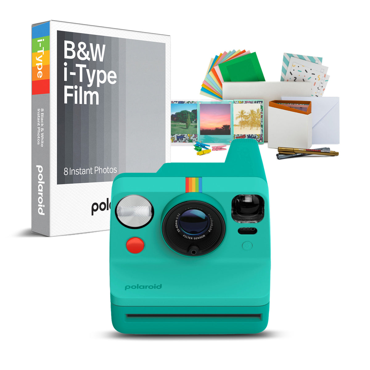Polaroid Now Generation 3 Instant Camera (Teal) with BandW Film and Accessories
