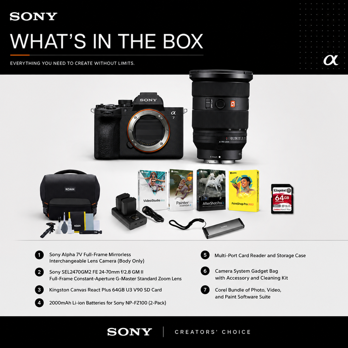 Sony Alpha 7V Mirrorless Lens Camera with FE 24-70mm f/2.8 GM II Lens Bundle