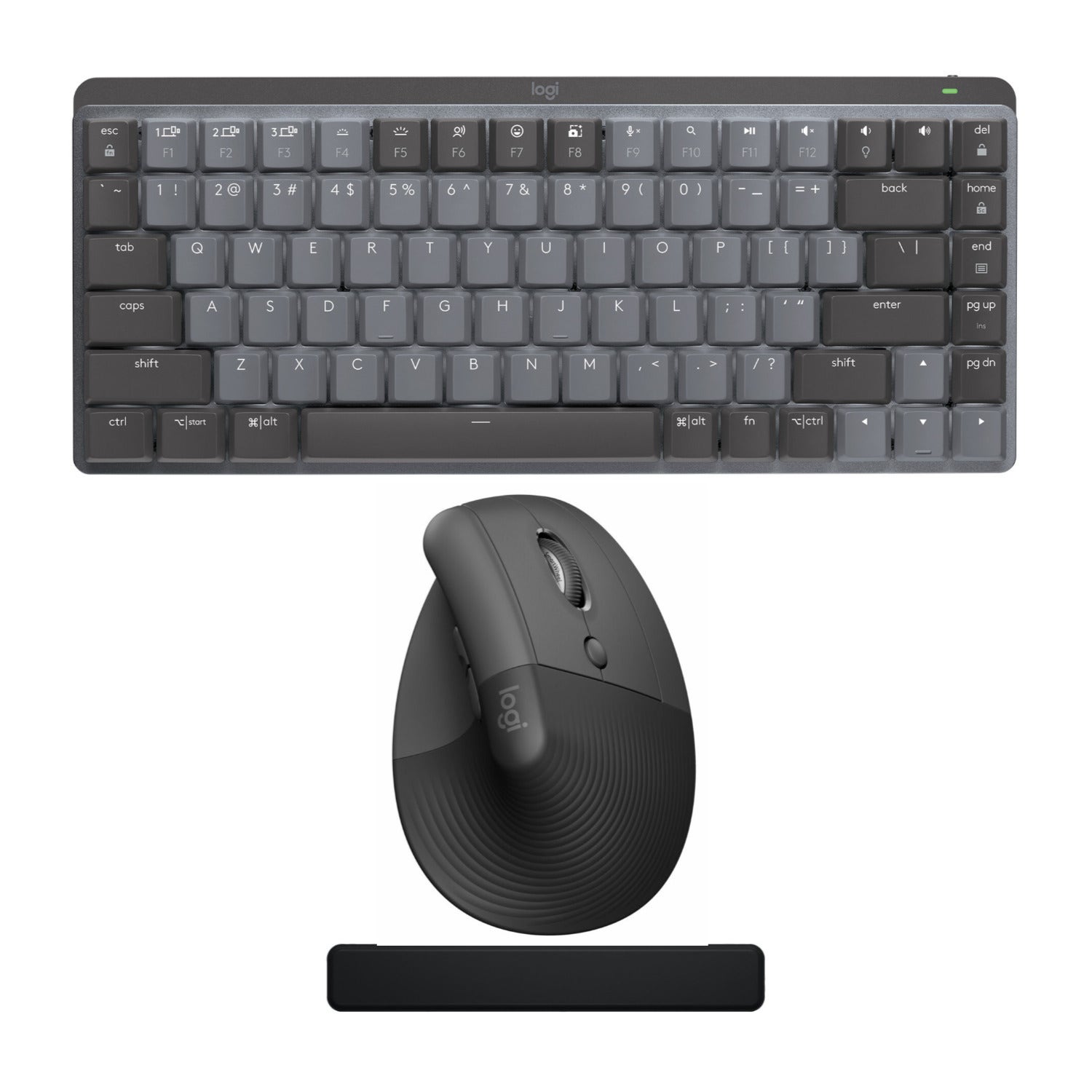 Logitech MX Keys Mechanical Mini Keyboard (Tactile) Bundle with Wireless Ergonomic Mouse in Graphite