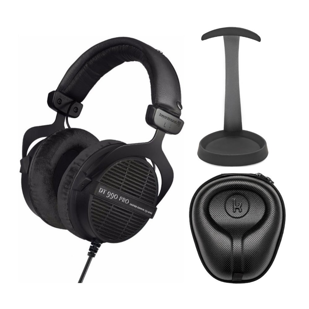 Beyerdynamic DT 990 PRO Studio Headphones (Ninja Black, Limited Edition)  with Hard Case and Stand