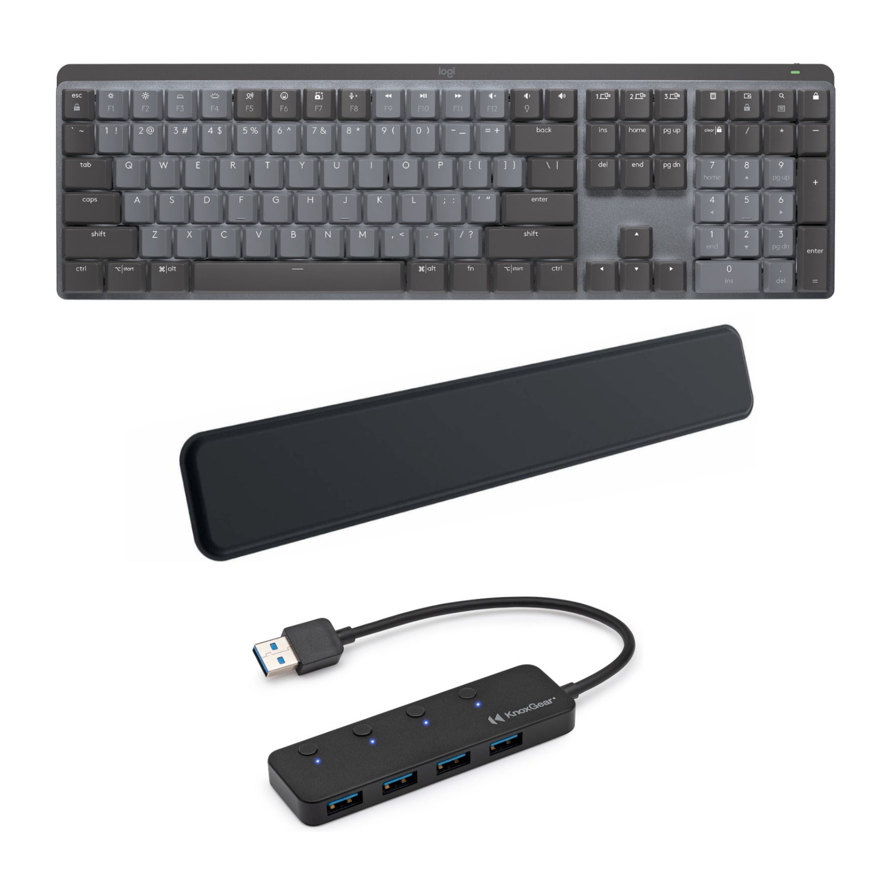 Logitech MX Mechanical Wireless Illuminated Performance Keyboard (Tactile Quiet, Graphite) Bundle