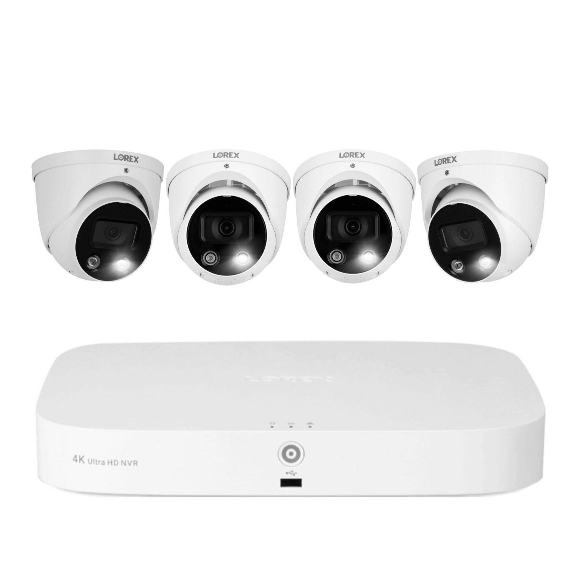 Lorex 4K 16 Camera Capable 2TB NVR Recorder with Four (4) 4K Smart Deterrence IP Dome Camera