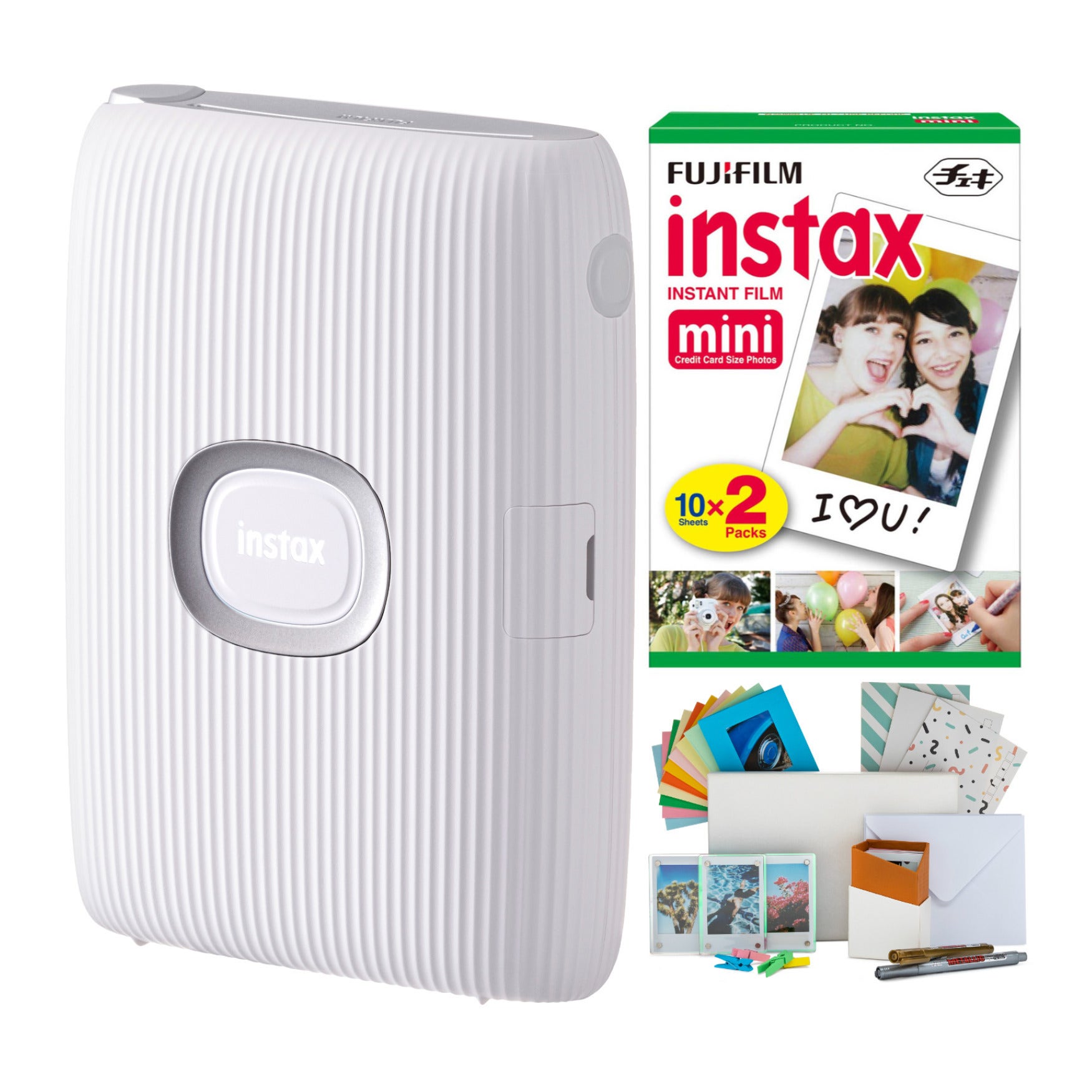 Fujifilm International Fujifilm Instax Mini Link 2 Instant Smartphone Printer (Clay White) Bundle