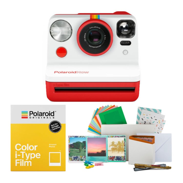 Polaroid Originals Now Viewfinder i-Type Instant Camera with i-Type Films and Accessory Bundle in Red