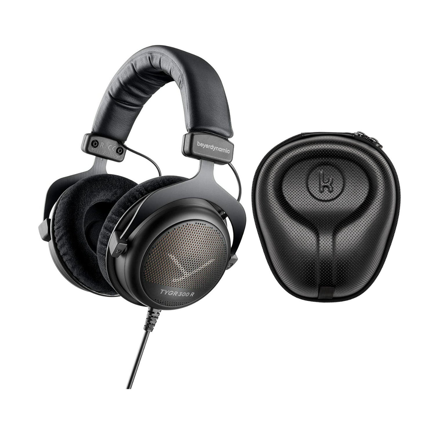 beyerdynamic TYGR 300 R Open-Back Gaming Headphones and Headphone Case with EVA Hard Shell Bundle in Black