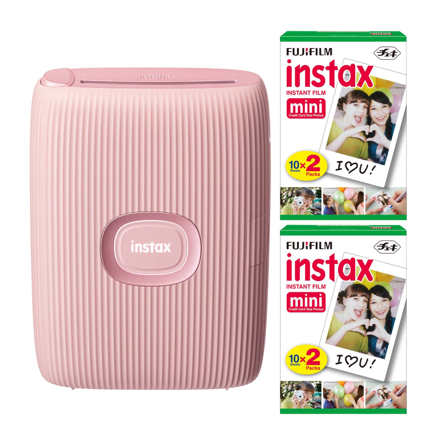 Fujifilm International Fujifilm Instax Mini Link2 Instant Smartphone Printer (Soft Pink) and Mini Film Pack (40 Sheets)