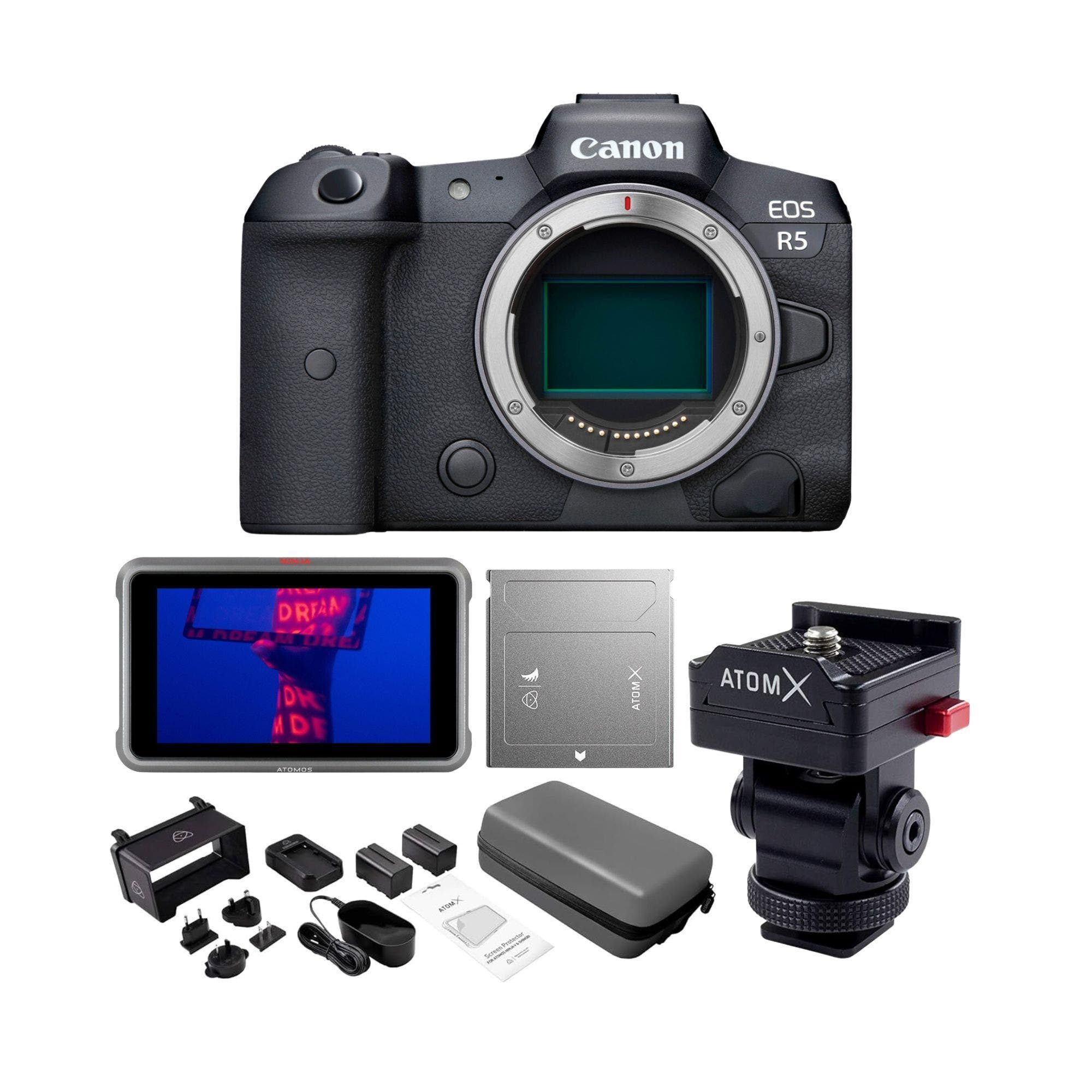 Canon EOS R5 Mirrorless Digital Camera (Body Only) with Recording Monitor, SSDmini (1TB) Bundle